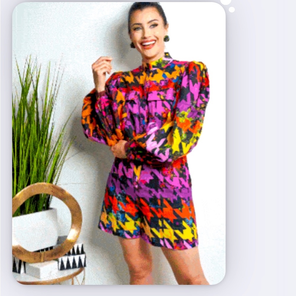 Sassy Jones Tee Tee Playsuit Purple/Pink Houndtooth